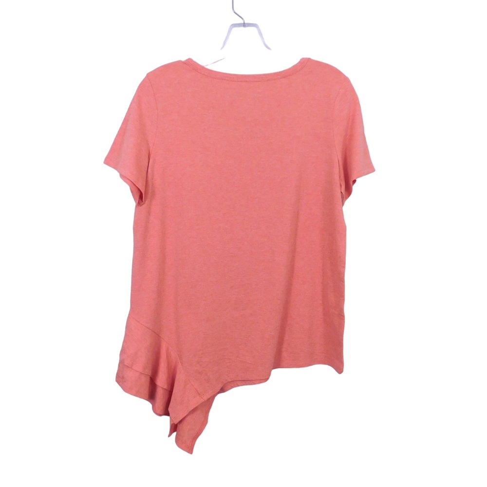 AnyBody Cozy Knit Side Ruffle T-shirt,‎ Pink, Size S - Picture 2 of 5